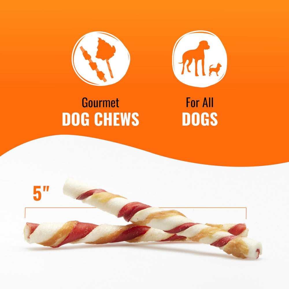 Good 'n' Fun Triple Flavor Twists en forma de espiral, ideal para masticación entretenida.