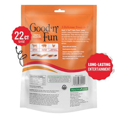 GOOD 'N' FUN mordedor trenzado triple sabor, textura resistente para perros activos.