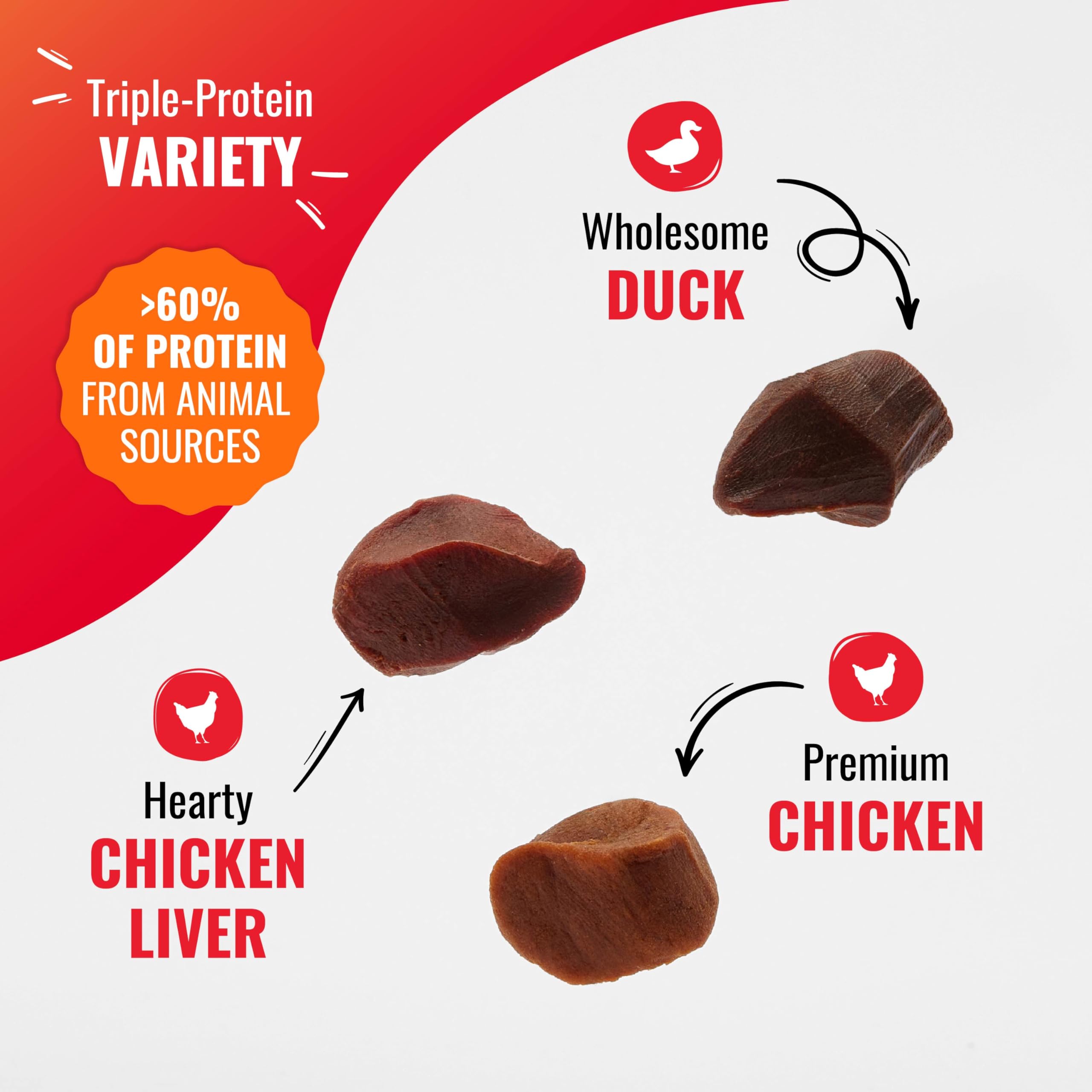 Good 'n' Tasty Kabob Bites con hígado de pollo, variedad de sabor y proteína.