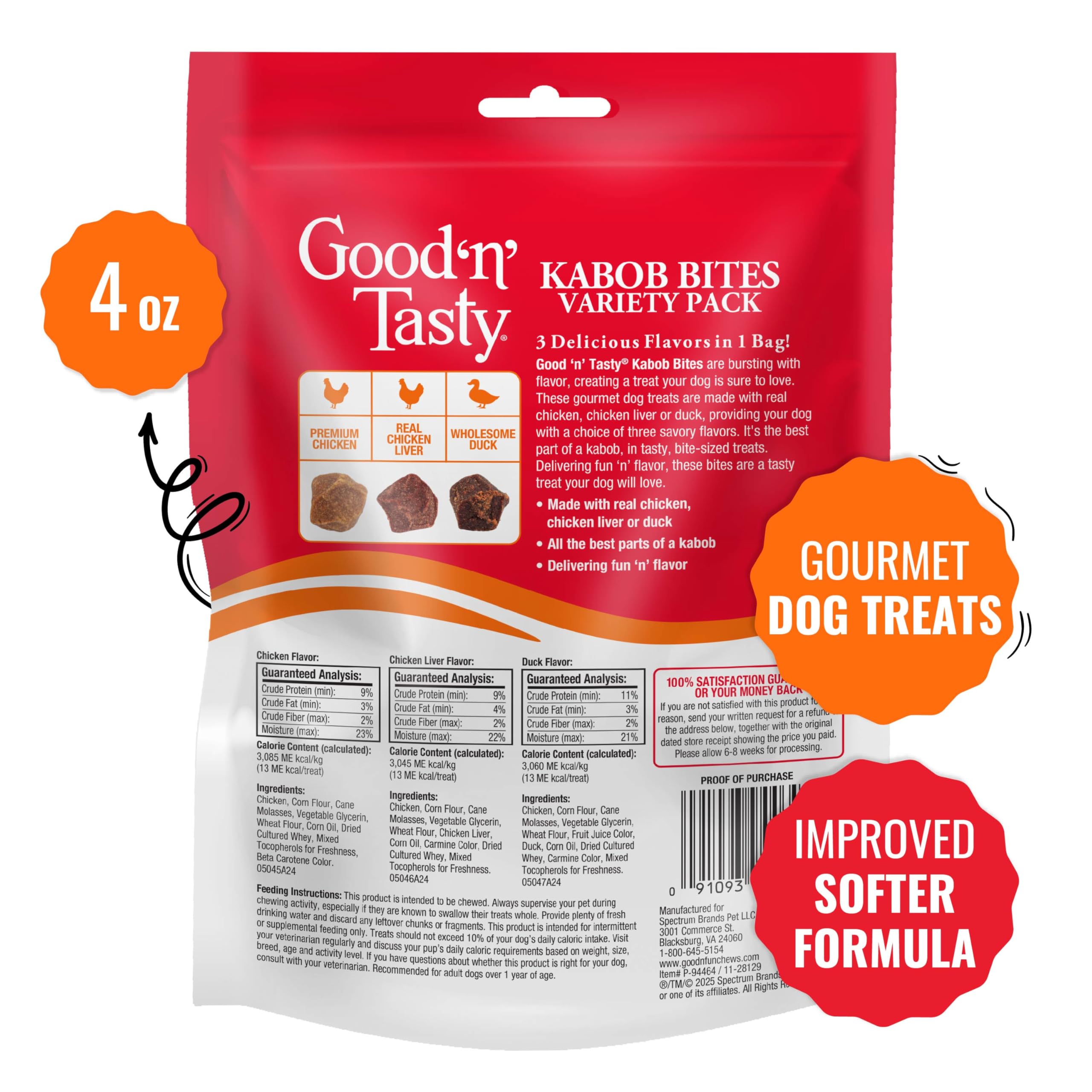 Good 'n' Tasty Kabob Bites con pato, opción proteínica para perros.