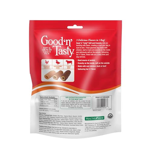 Good ‘N’ Tasty rollos suaves y crujientes de pato, opción sabrosa para perros.