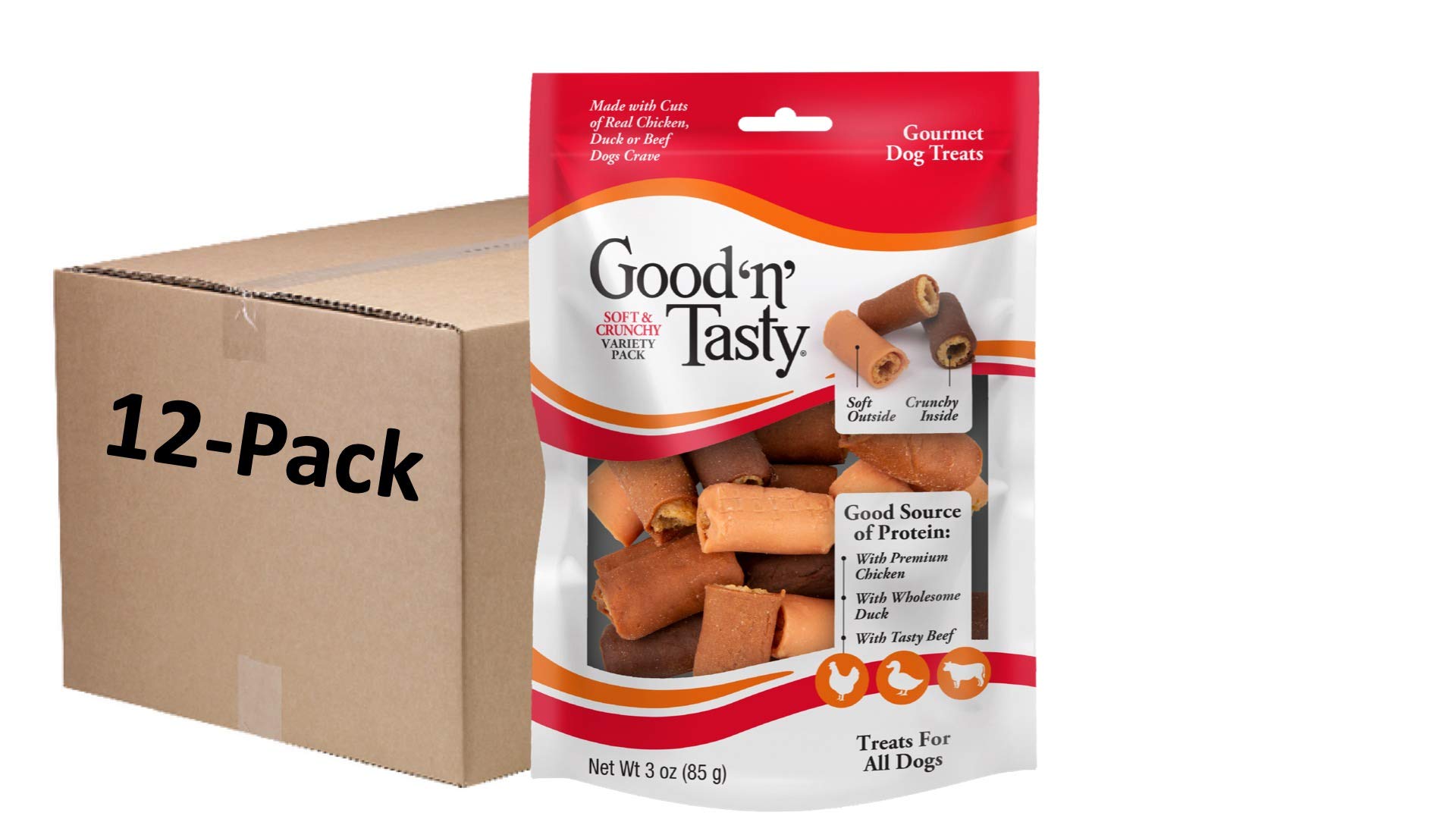 GoodnTasty rollos suaves y crujientes para perros, snack sabroso y entretenido
