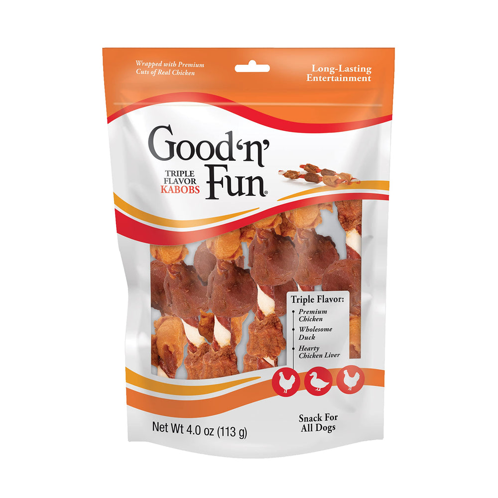 Golosina GoodNFun Brochetas Triple Sabor para perros, masticable y sabrosa