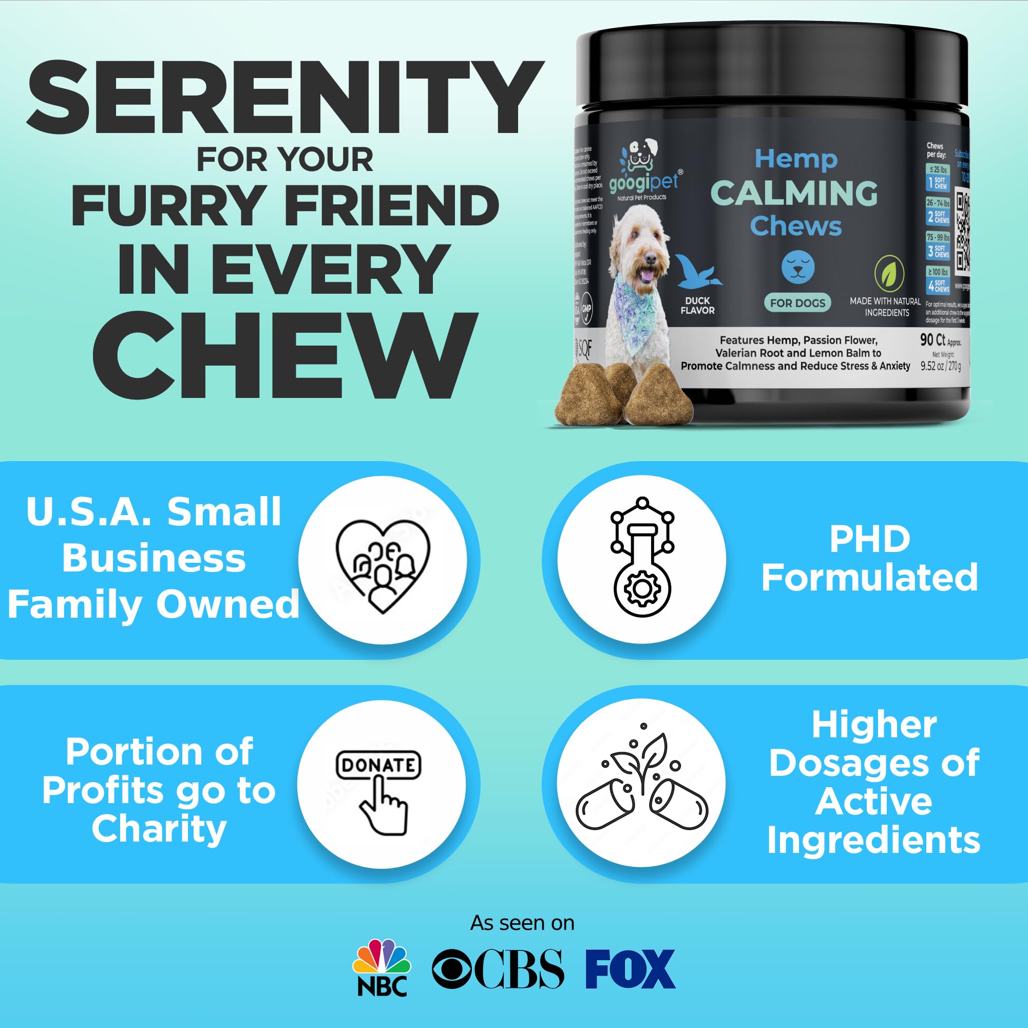 GOOGIPET Calming Chews ingredientes naturales sin aditivos artificiales