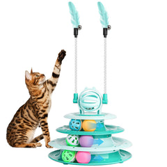 Goosheep Juguete interactivo para gatos con rueda-puzzle de 4 niveles, juego activo en interiores