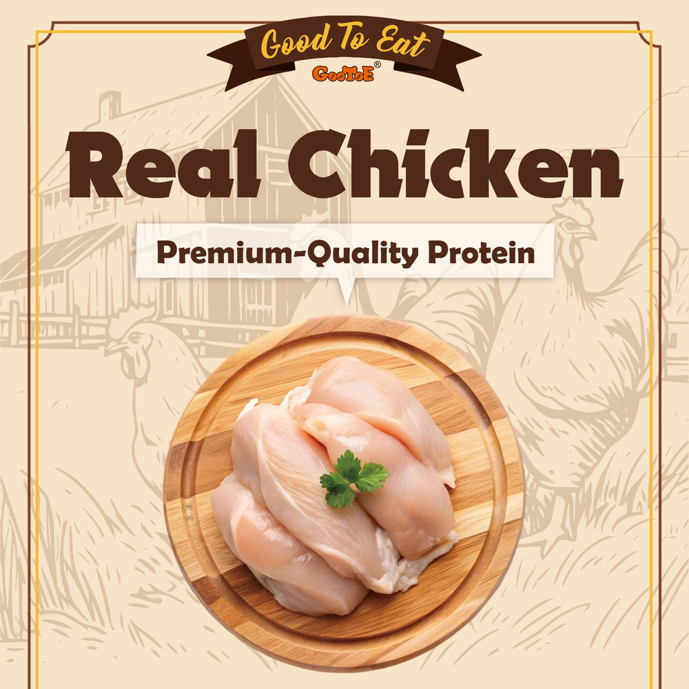 Gootoe: jerky de pollo con ingredientes naturales para perros activos.