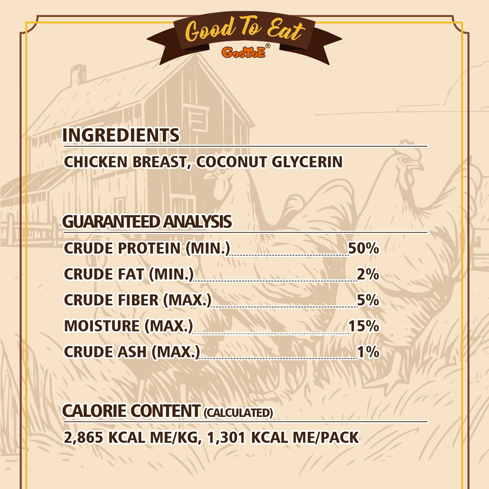 Gootoe: snack proteico magro de pollo para perros activos.