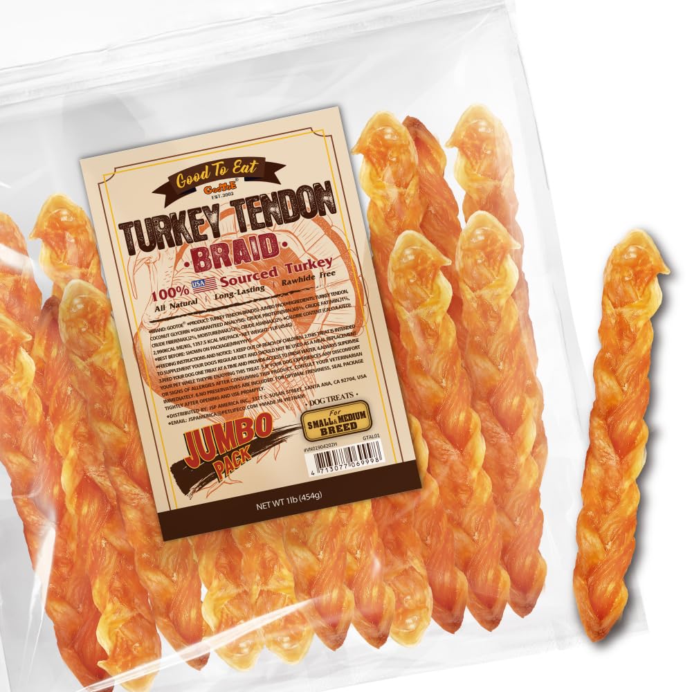 Gootoe tendones de pavo para perros: masticación prolongada y sabor natural.