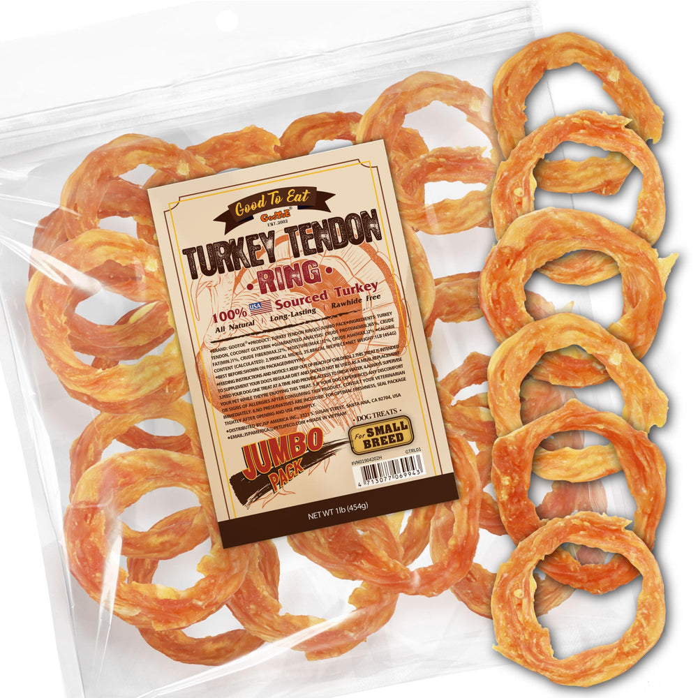 Gootoe Tendones de Pavo para perros: ingredientes 100% estadounidenses, snack natural para masticar.