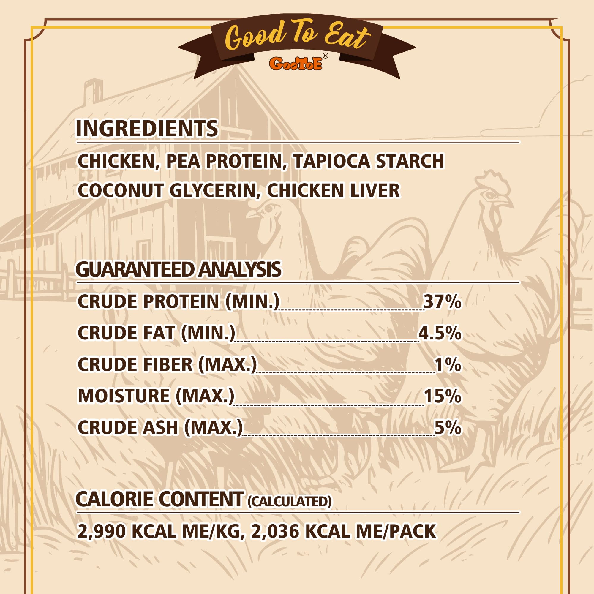 Gootoe tentempié libre de granos para perros, sabor natural y sabroso