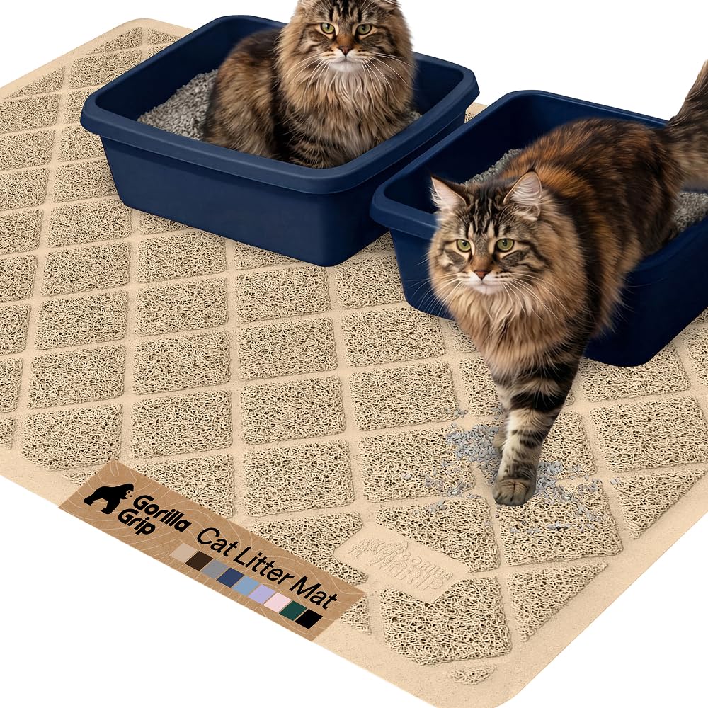 GORILLA GRIP alfombrilla para arena de gato 47x35 atrapa polvo y reduce el desorden.
