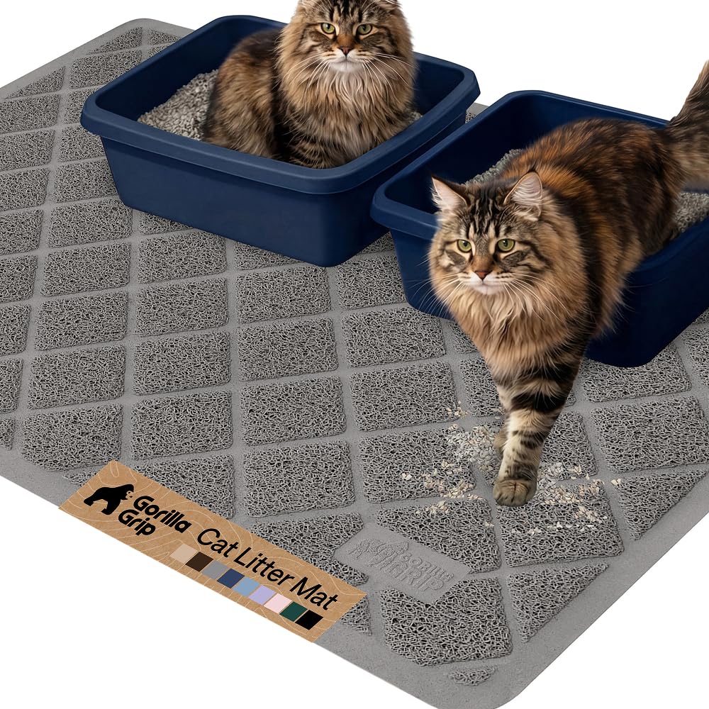 GORILLA GRIP alfombrilla para caja de arena de gato atrapa arena y mantiene el suelo limpio.