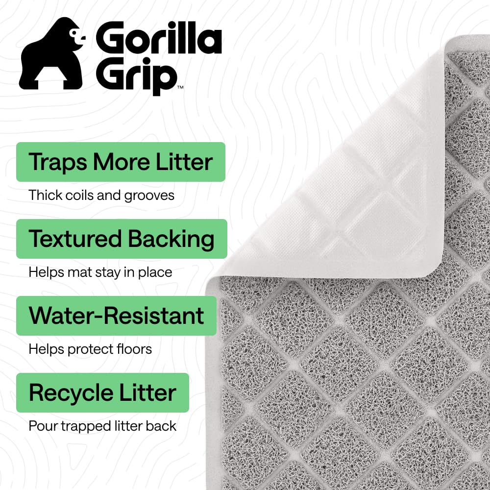 GORILLA GRIP: superficie con ranuras profundas que retiene litter para evitar ensuciar el suelo.