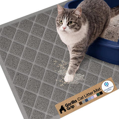 GORILLA GRIP: Almohadilla para caja de arena de gatos con malla espiral que atrapa desechos.