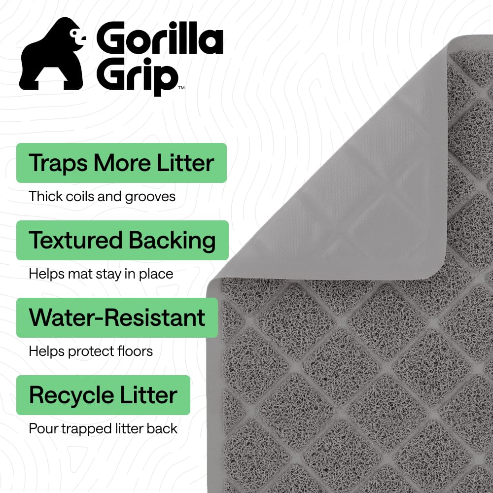 La alfombrilla Gorilla Grip con malla acolchada atrapa arena y reduce el desorden.