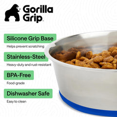 GORILLA GRIP cuenco para perro con base de silicona antideslizante para evitar deslizamientos.