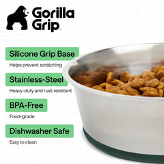 Base de silicona Gorilla Grip que mantiene estable el tazón y protege el suelo.