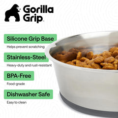 Cuenco Gorilla Grip de 8 tazas, gran capacidad para alimento o agua.