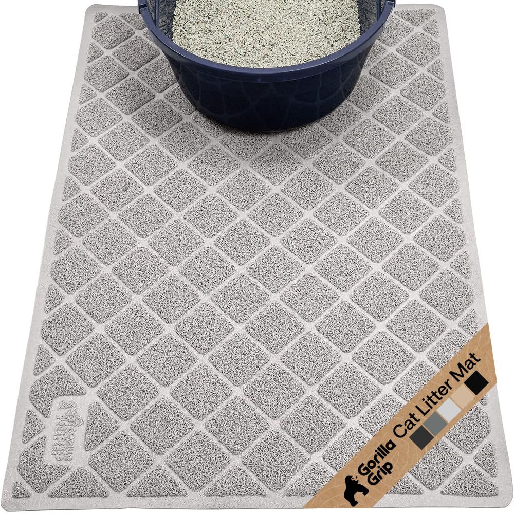 Gorilla Grip Alfombra para caja de arena con malla espiral acolchada para capturar arena