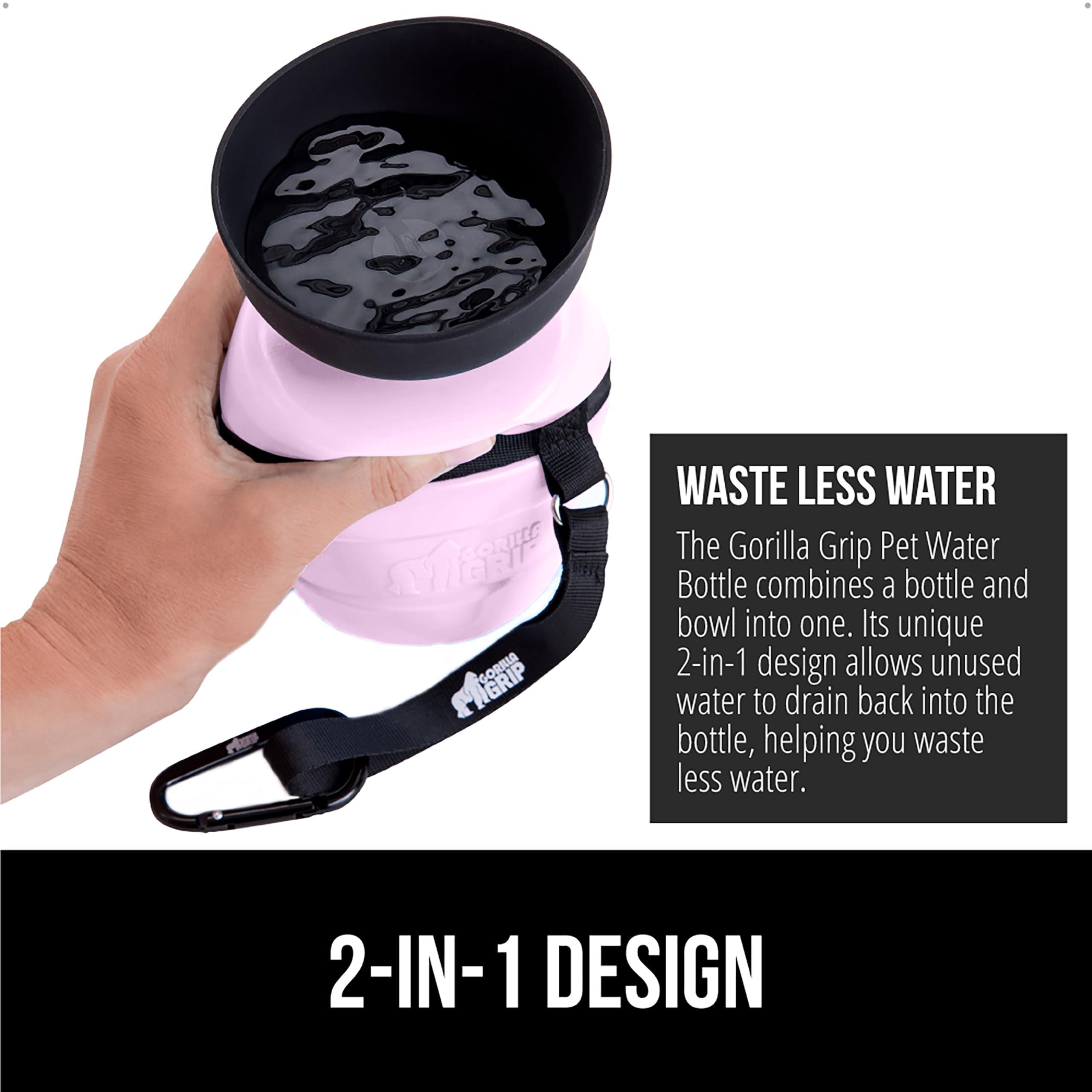 GORILLA GRIP Cierre anti fugas rosa mantiene el agua contenida.