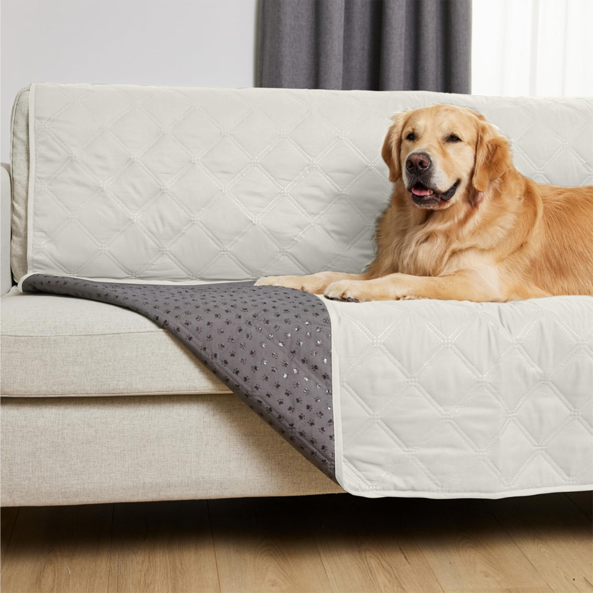 GORILLA GRIP cobertor para perro 82x68 taupe, protección al sofá.