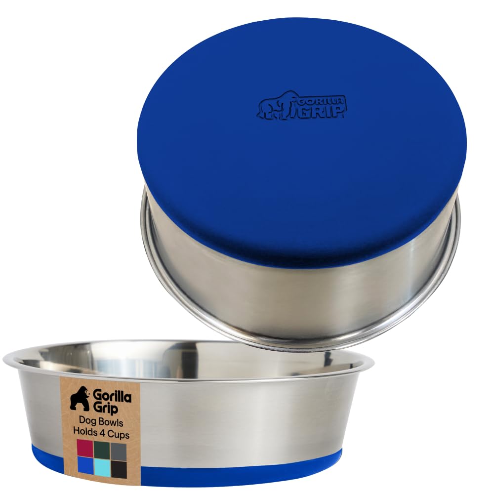 GORILLA GRIP cuenco de acero inoxidable para perros, duradero y fácil de limpiar.