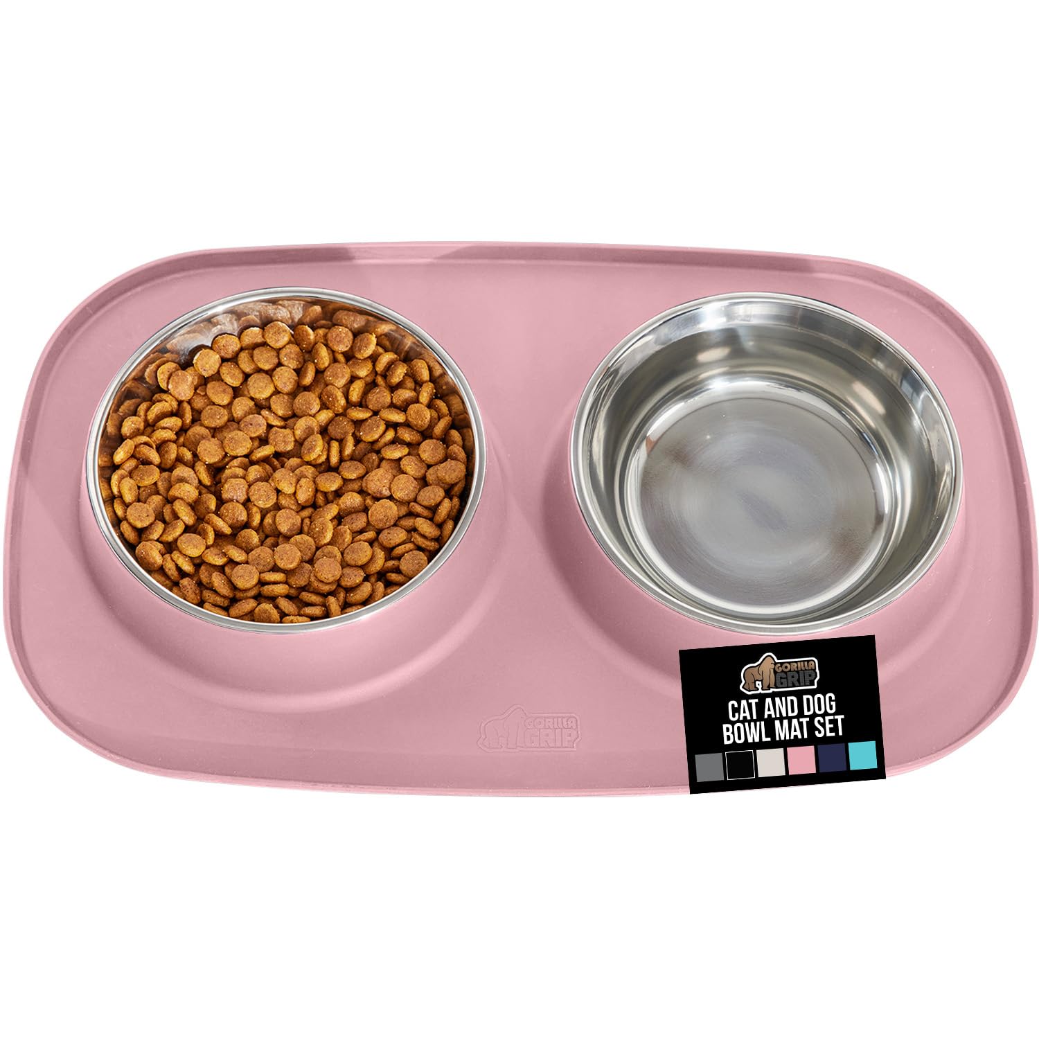GORILLA GRIP alfombra de silicona rosa para comida de mascotas, mantiene el área limpia.