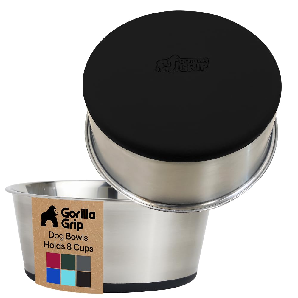 Gorilla Grip plato para perros en acero inoxidable 304, gran capacidad y durabilidad.
