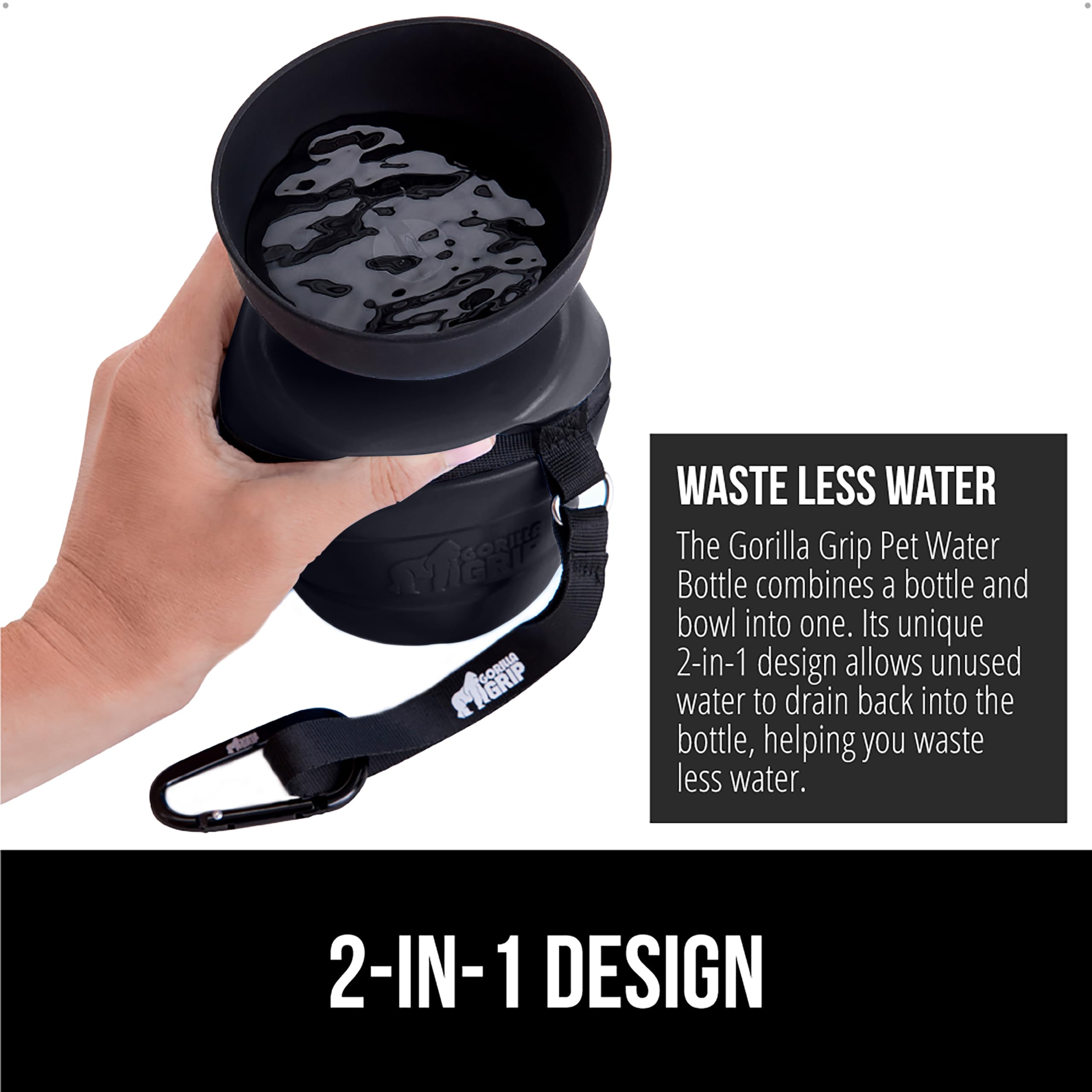 GORILLA GRIP con sello de rosca anti fugas para transporte seguro.