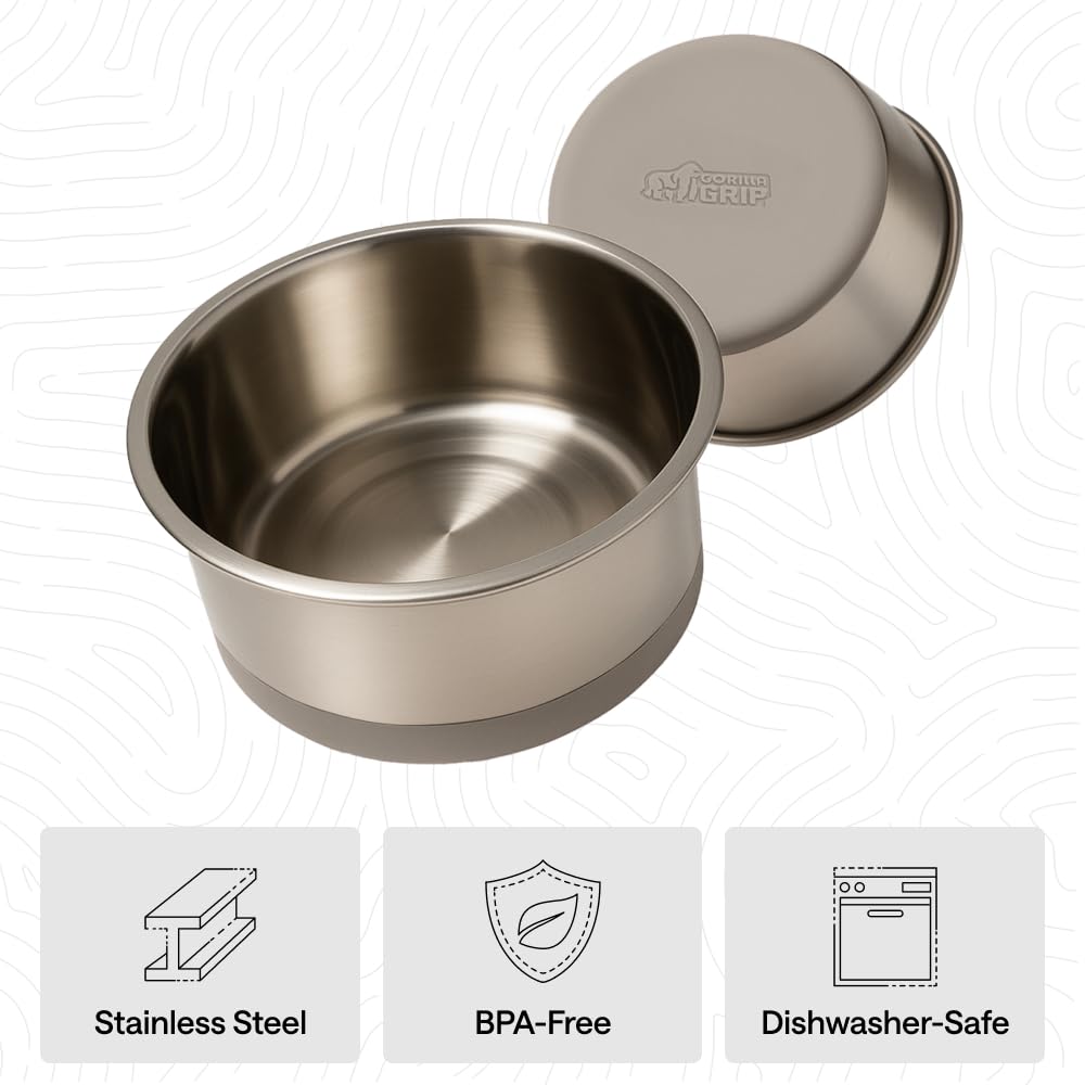 Conjunto de dos comederos Gorilla Grip para comida y agua.