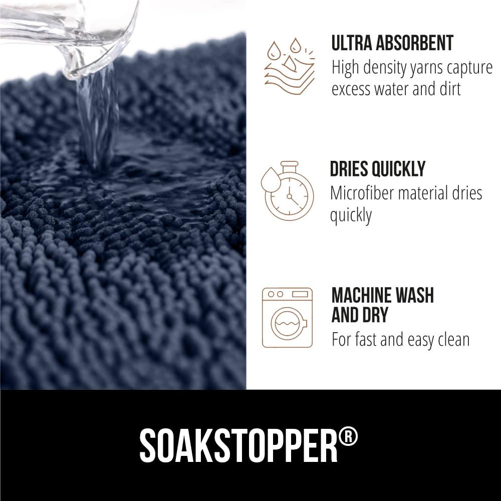 GORILLA GRIP SoakSTOPPER, chenille suave que seca rápido después de cada entrada.
