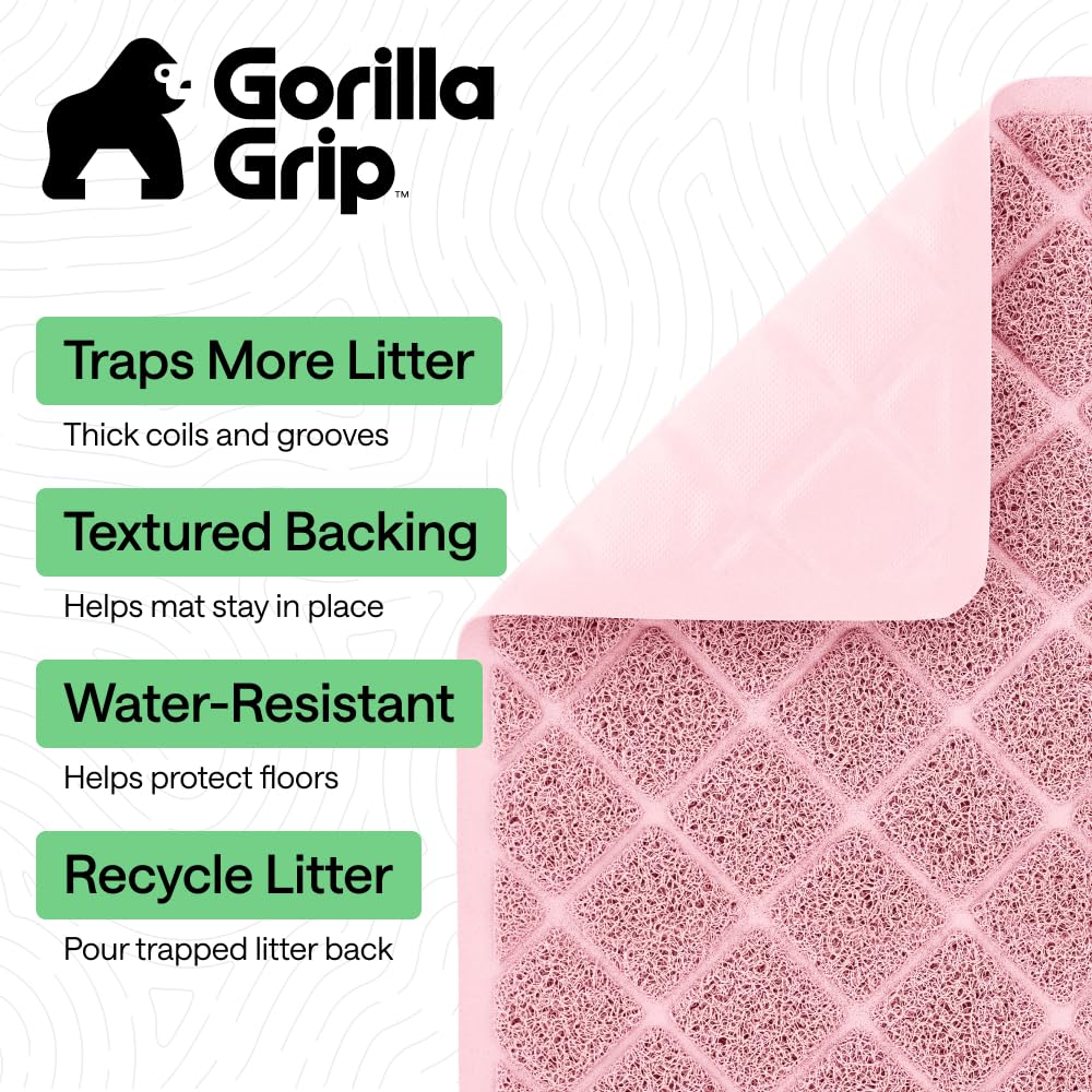 Gorilla Grip: surcos profundos que retienen arena para gatos y evitan desorden.