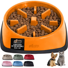 GORILLA GRIP tazon lento 1 taza para perros pequeños, diseño de laberinto que ralentiza la comida