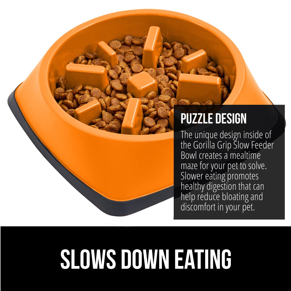 GORILLA GRIP tazon lento 4 tazas para perros grandes, diseño de laberinto para comer con calma