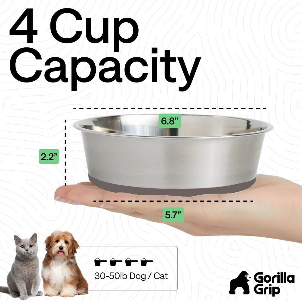 Tazones Gorilla Grip para comida húmeda o seca, versátiles.
