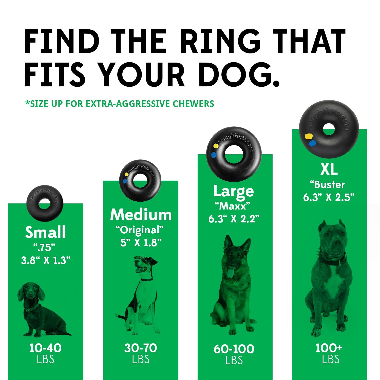 Goughnuts, diametro 6,25 pulgadas, tamaño ideal para perros grandes