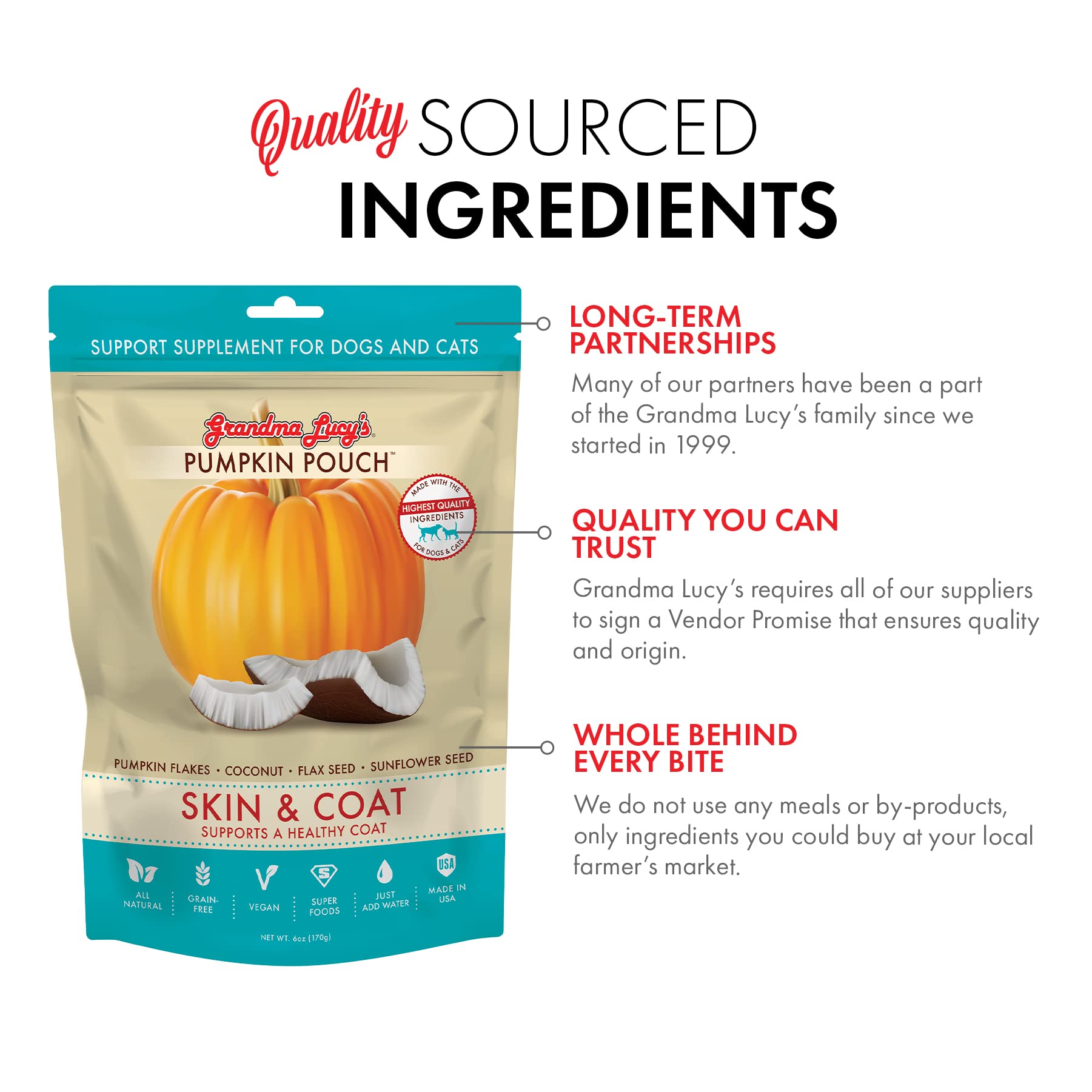 Grandma Lucy's Pumpkin Pouch sin cereales, apto para mascotas.