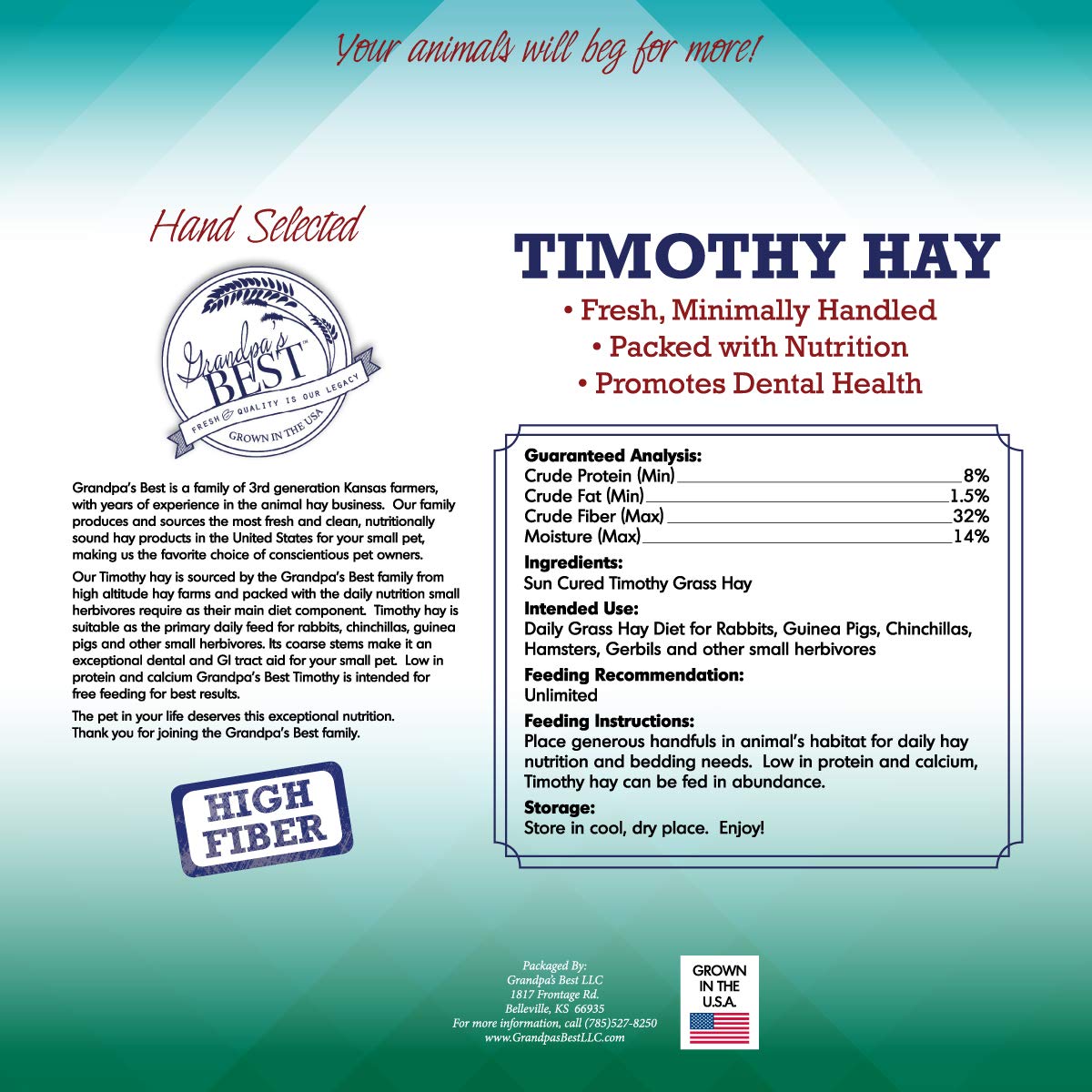 Grandpa's Best Heno Timothy, para cuidado dental y juego diario.