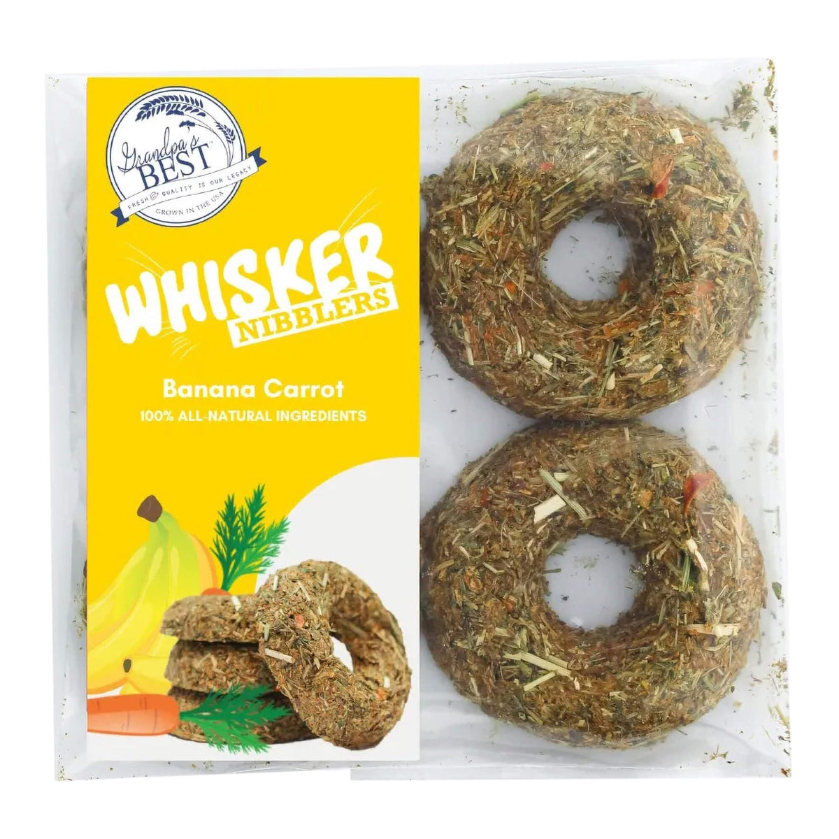 Whisker Nibblers platano-zanahoria merienda para roedores que estimula el forraje