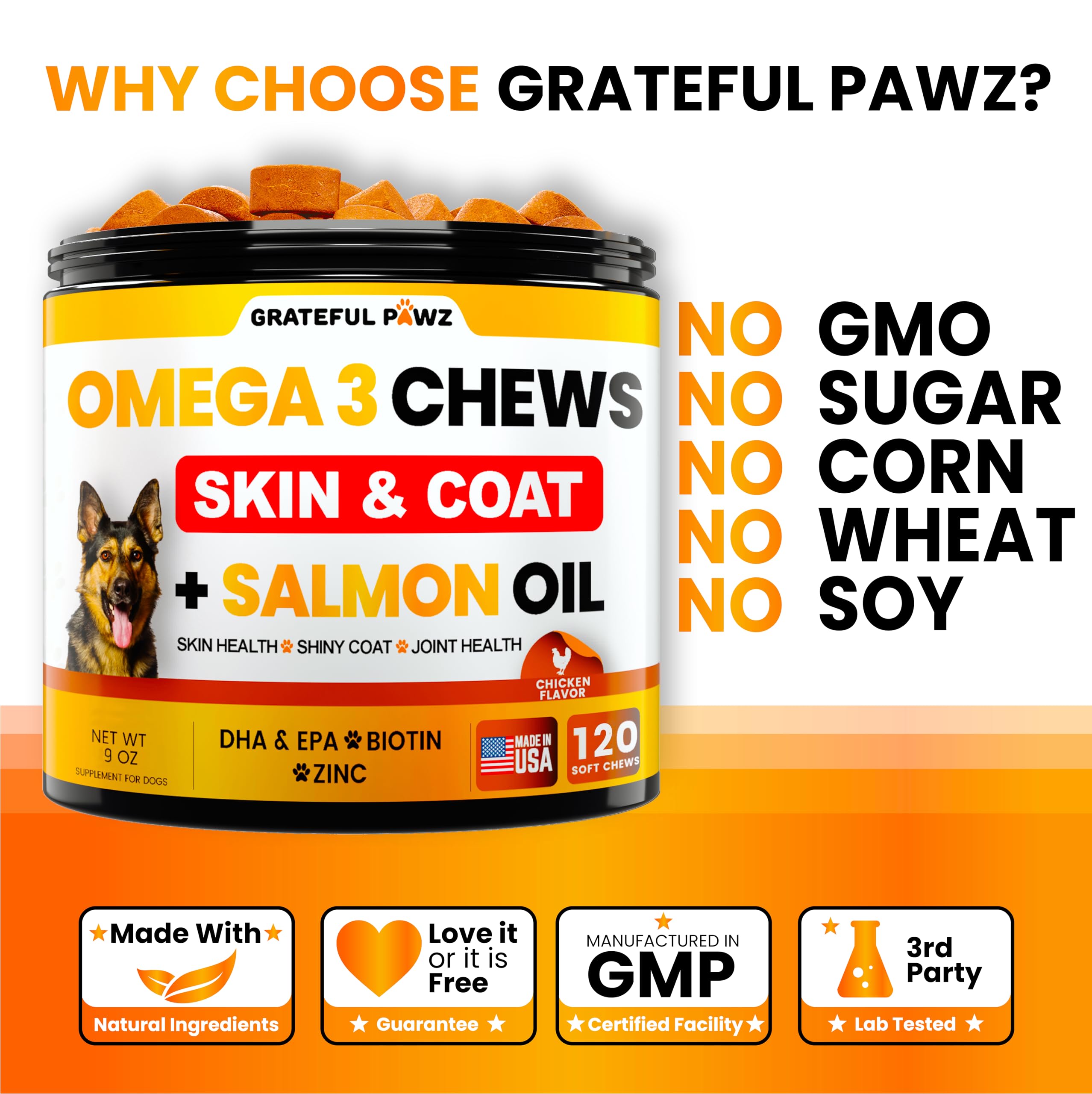 Grateful Pawz apoyo articulaciones para la movilidad de perros.