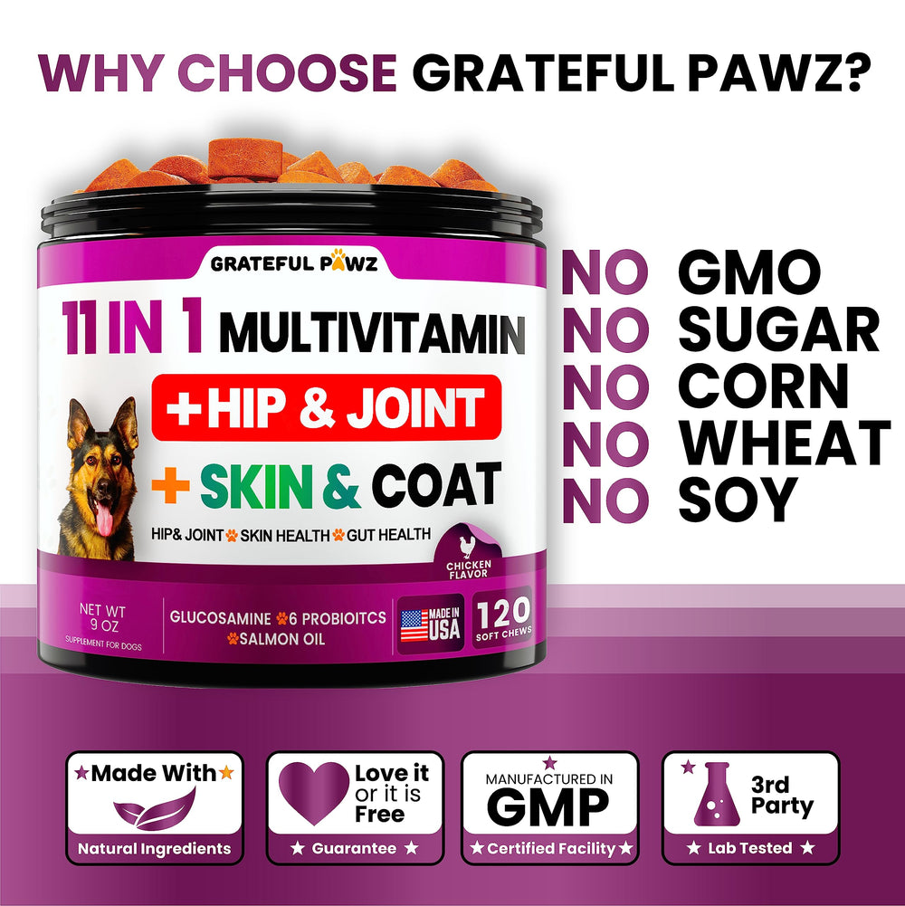 Grateful Pawz digestión optimizada con prebióticos y probióticos para perros