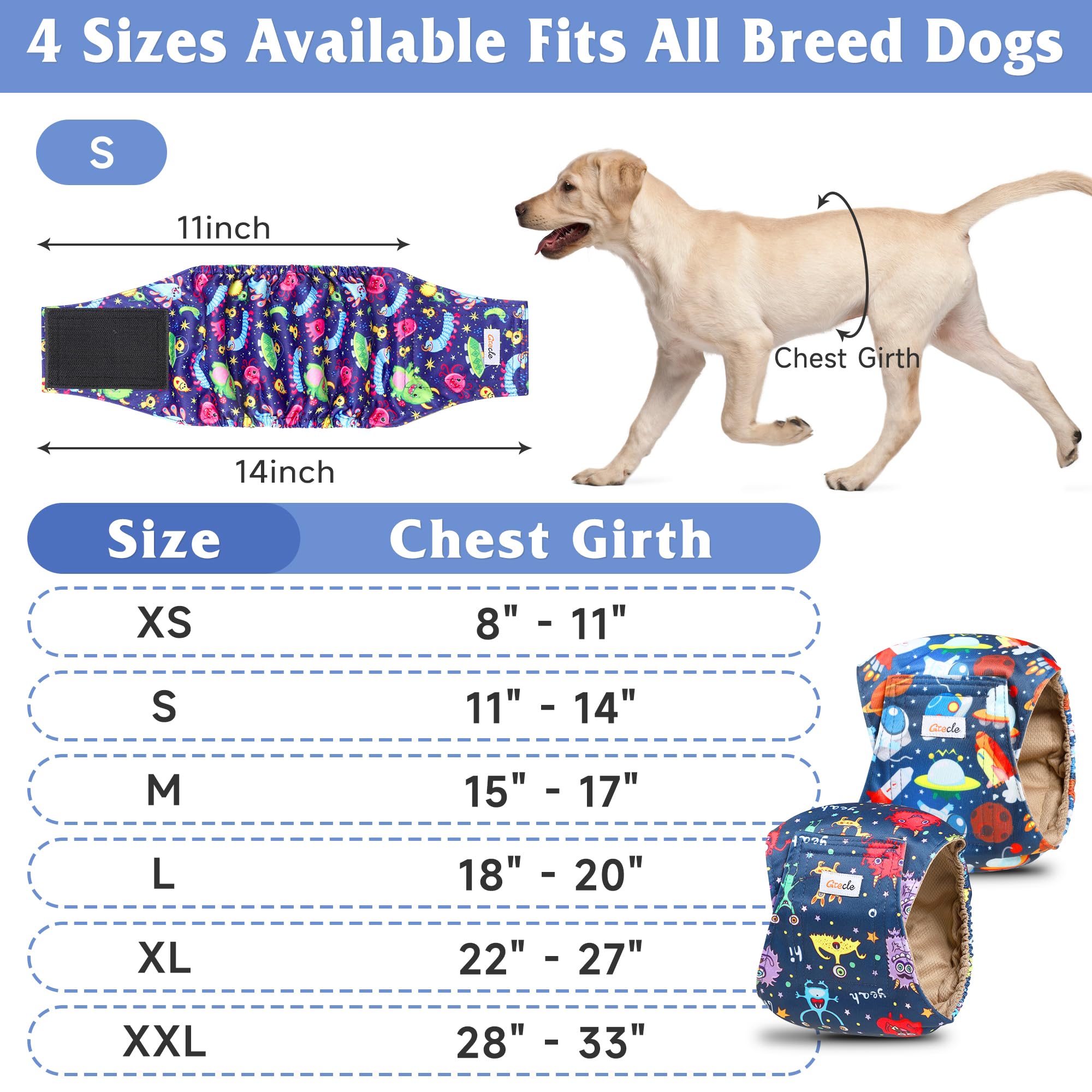 Grecle pañales absorbentes para perros macho, absorción rápida para evitar fugas en casa