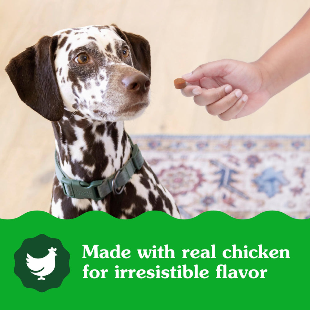 Close-up of chicken-flavored aroma and chew texture.