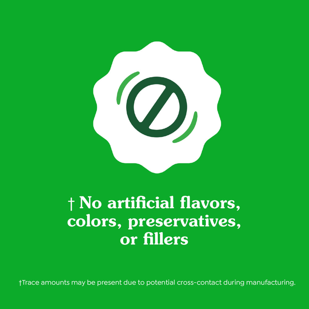 Packaging badge states no artificial flavors or colors.