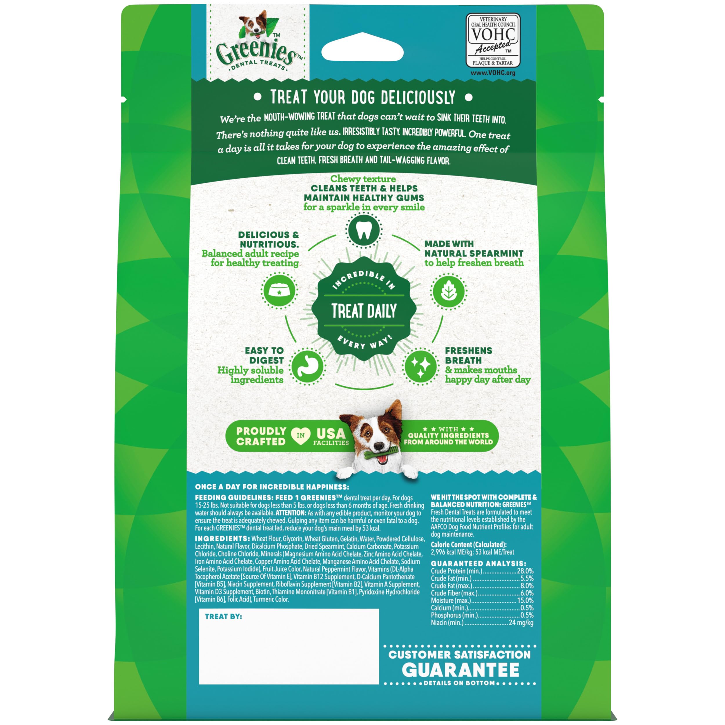Greenies golosinas dentales para perros, aroma a menta suave que favorece el aliento