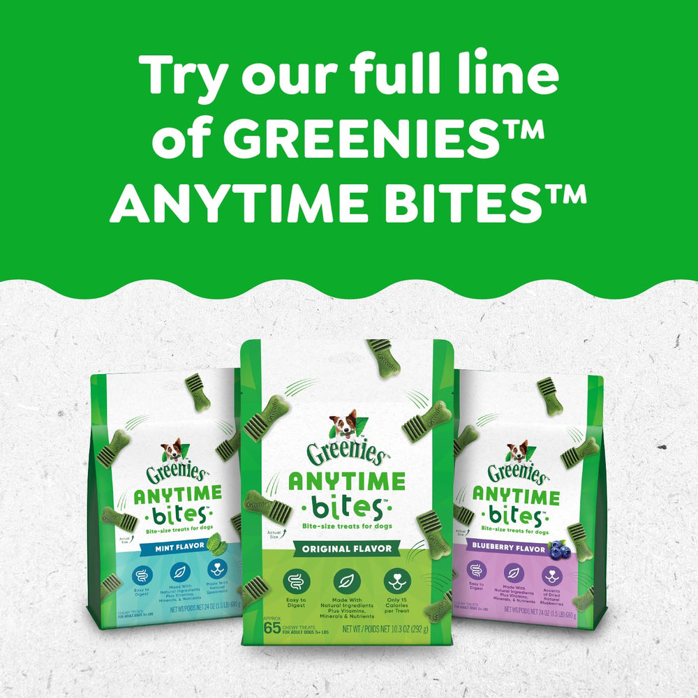 Greenies Anytime Bites, fabricados en EE. UU. con ingredientes de calidad.