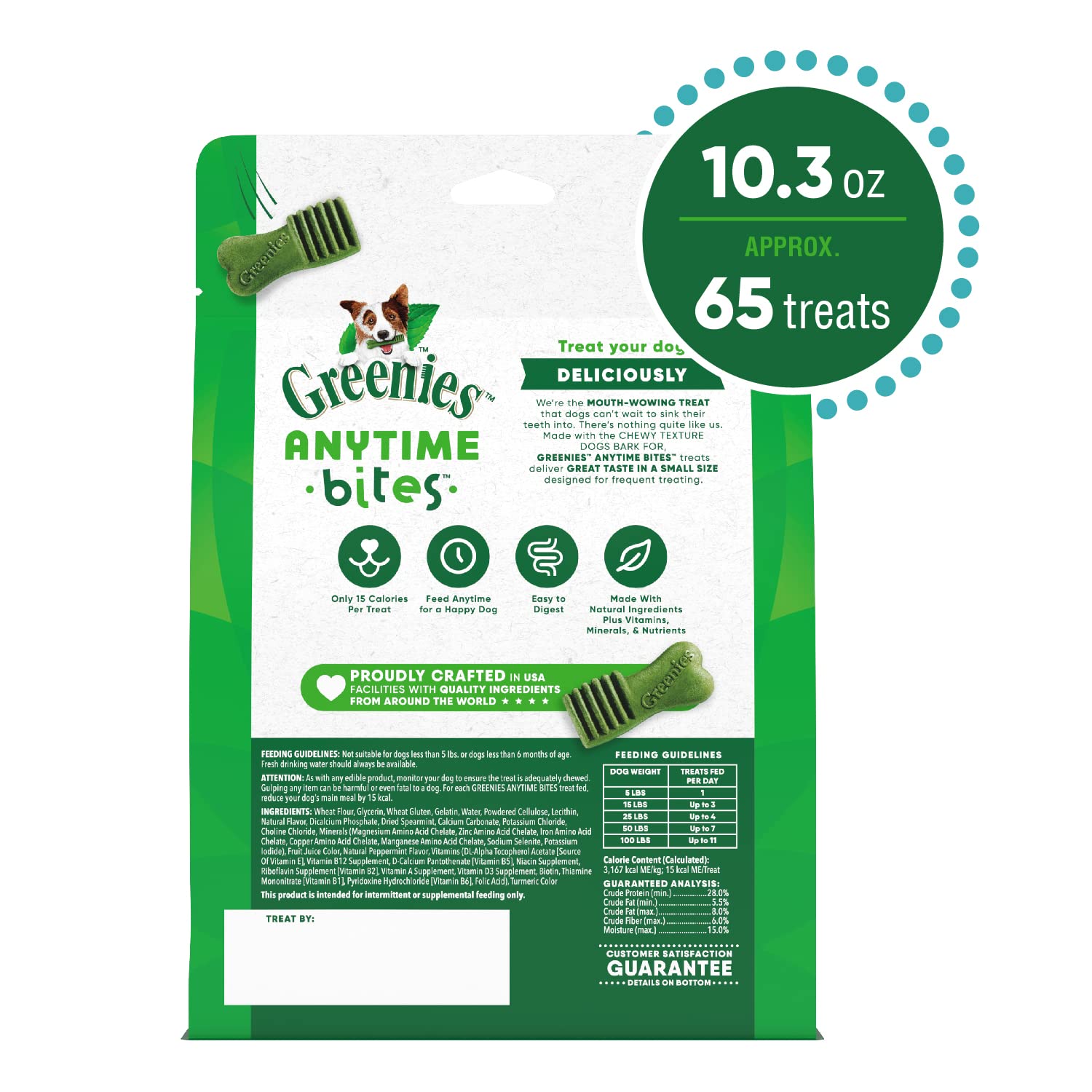 Greenies Anytime Bites: paquete de 10.3 oz para casa o parque