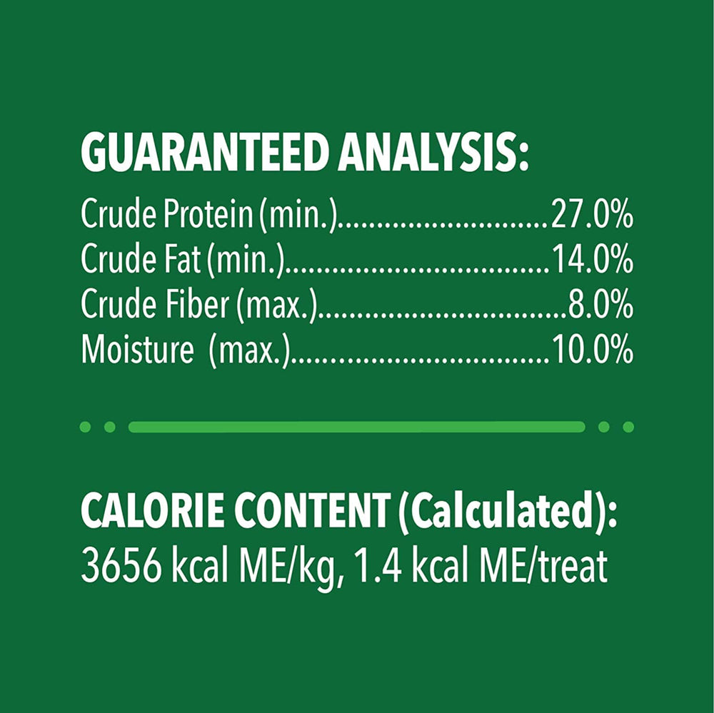 Greenies, bolsa de 2.1 oz con sabor salmón, apoyo práctico para la higiene bucal.