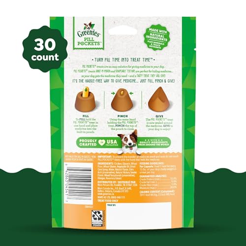 Greenies bolsillos pastillas para perro de tamaño grande, fácil de administrar