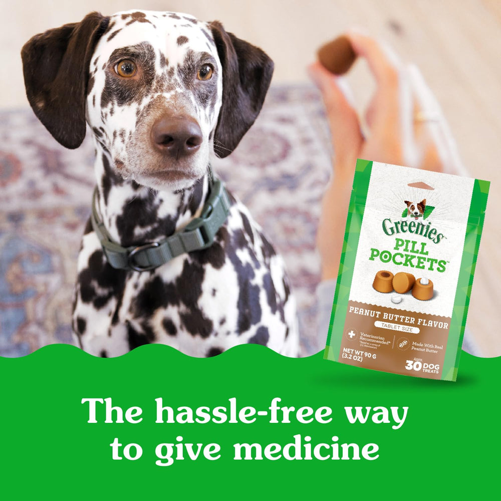 Greenies bolsitas para pastillas, sabor maní atractivo para perros.